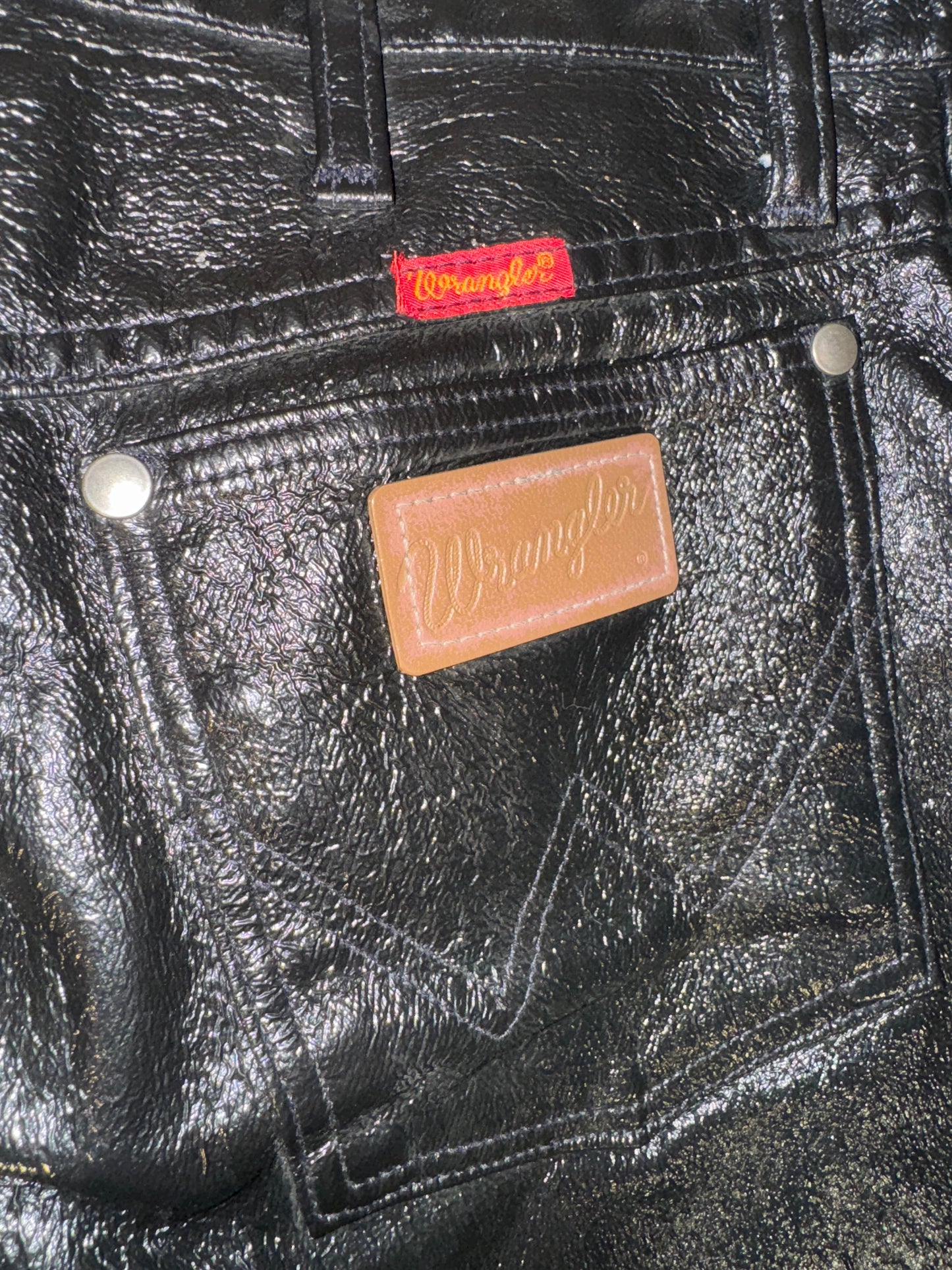 Vintage Wrangler Pants Faux Leather Vinyl Pleather Wrangler Western
