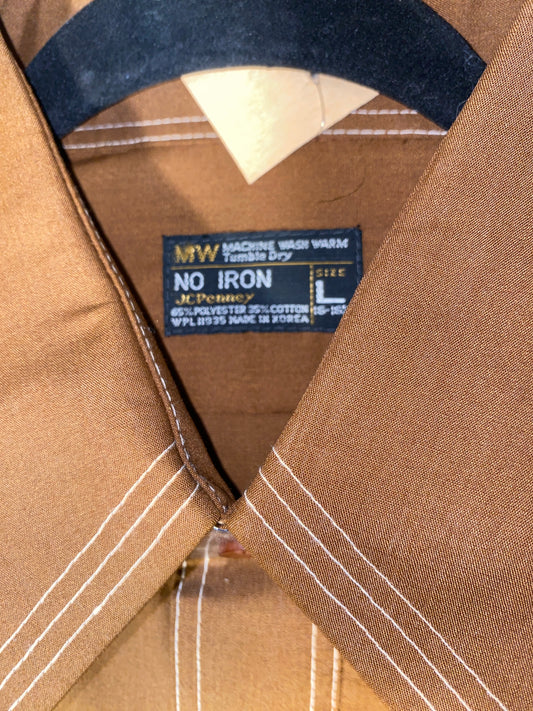 Vintage NWOT 1970s Wide Lapel Button Up w White Stitching