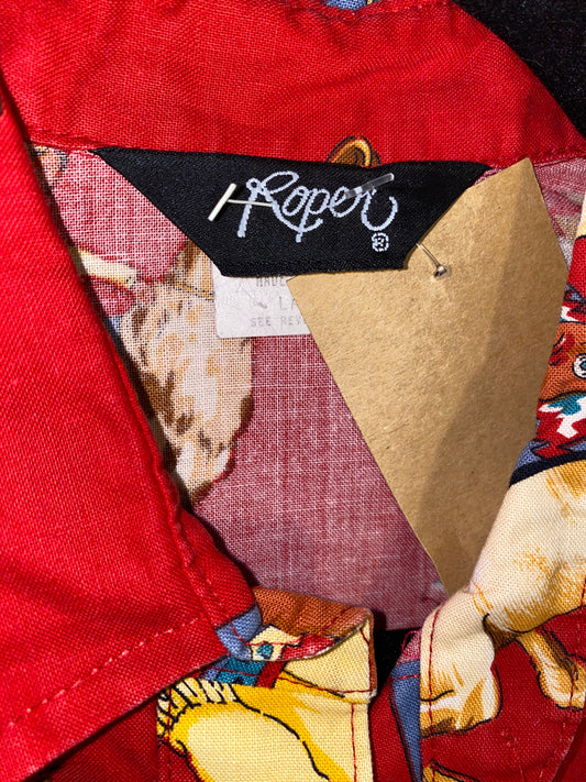 Vintage Roper Natives on Horses All Over Print Button Up