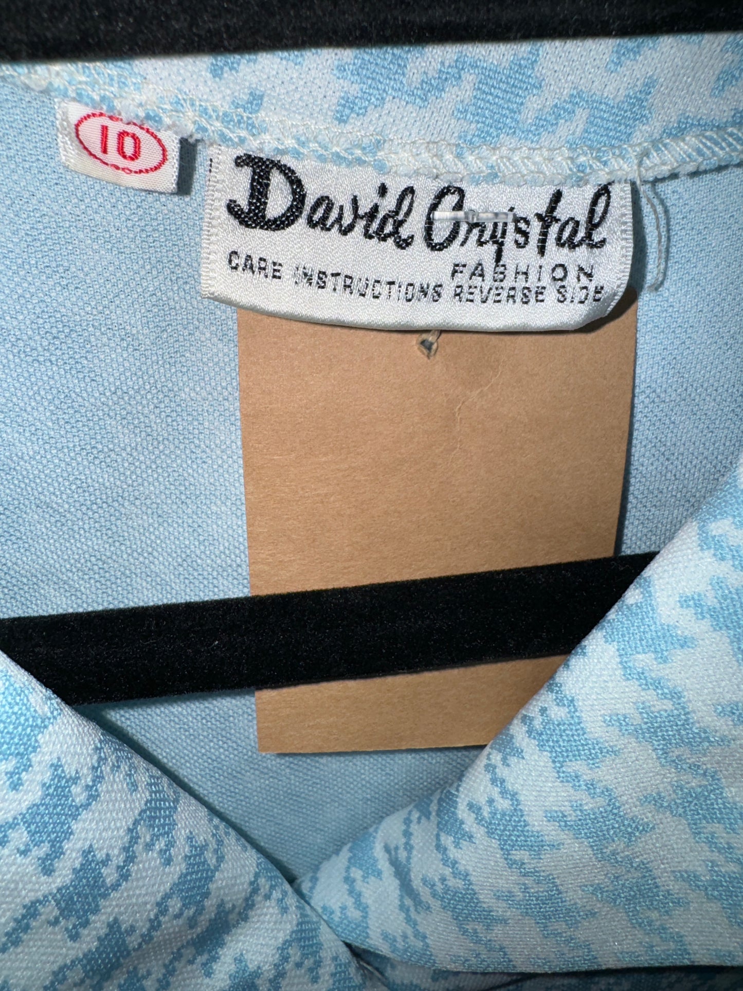 Vintage Wide Lapel Gingham Dress by David Crystal 1970s Flared Cuff