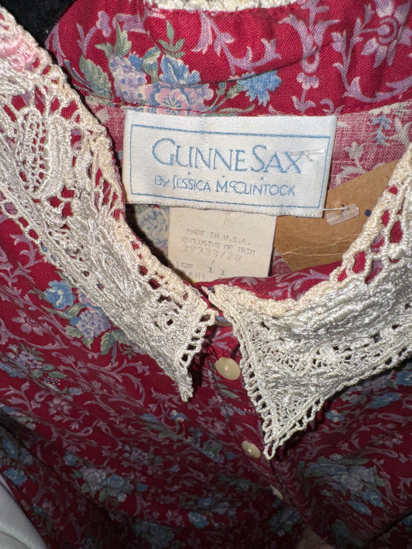 Vintage Gunne Sax Dress 1980s Lace Collar Jessica McClintock