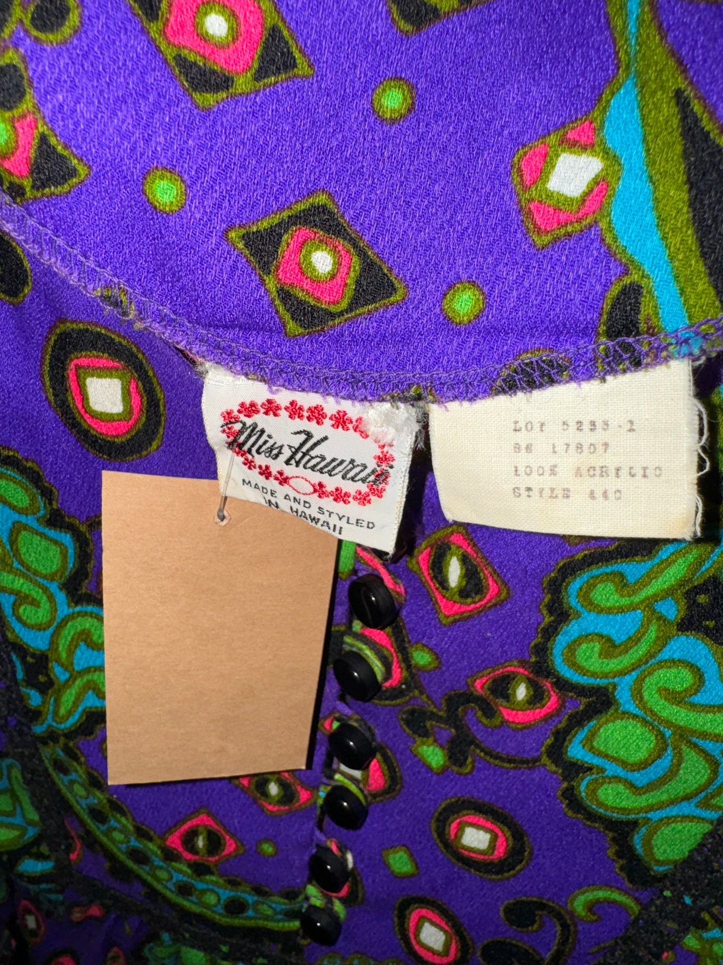 Vintage Psychedelic Kaftan Hawaiian Caftan 1970s by Miss Hawaii
