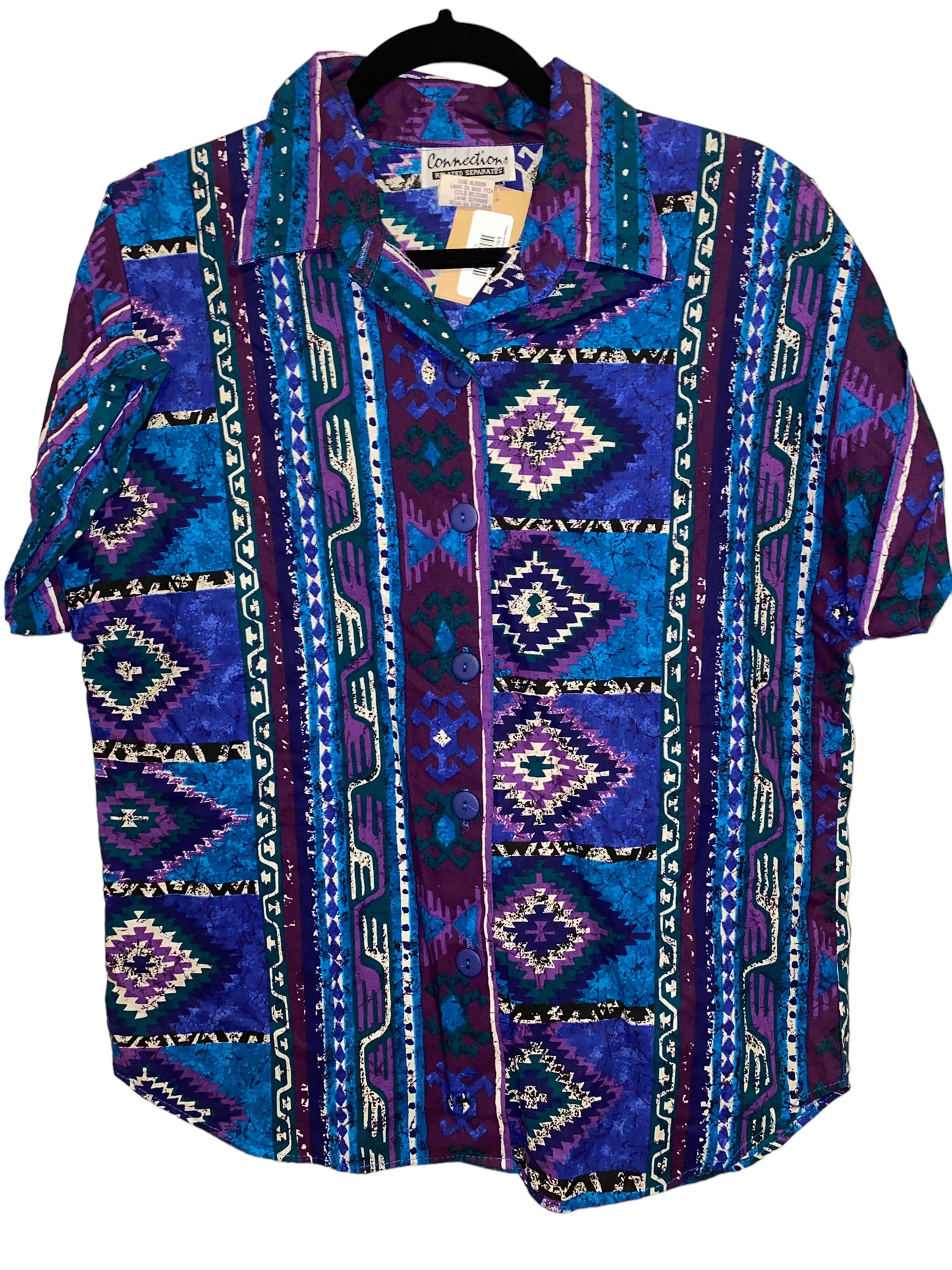 Vintage Southwest Print Short Sleeve Button Up by Connections