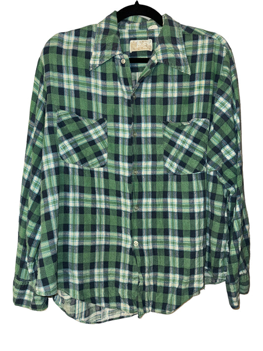 Vintage Flannel 1970s Wide Lapel Plaid Button Up