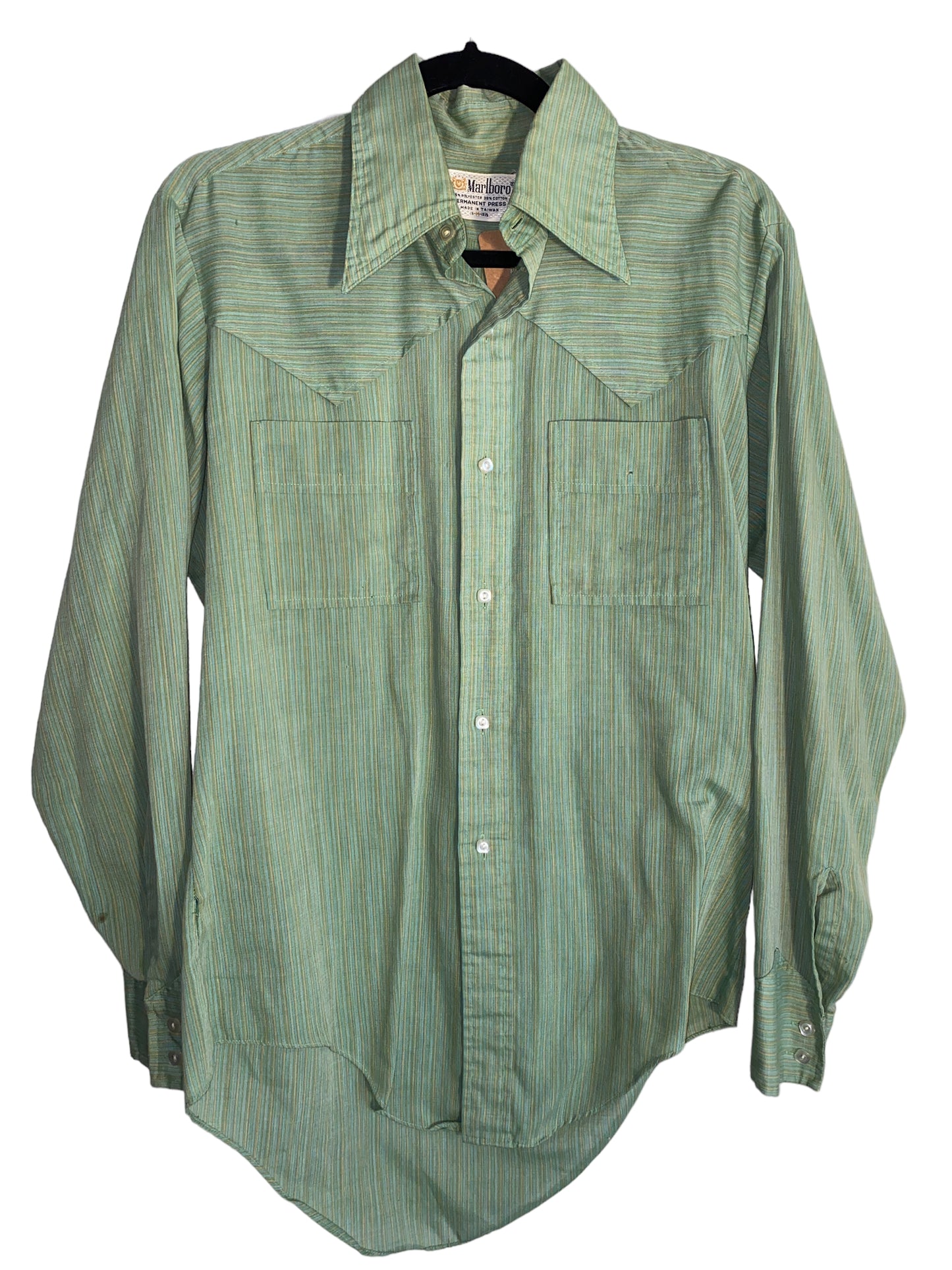 Vintage Marlboro Button Up 1970s Wide Lapel Shirt