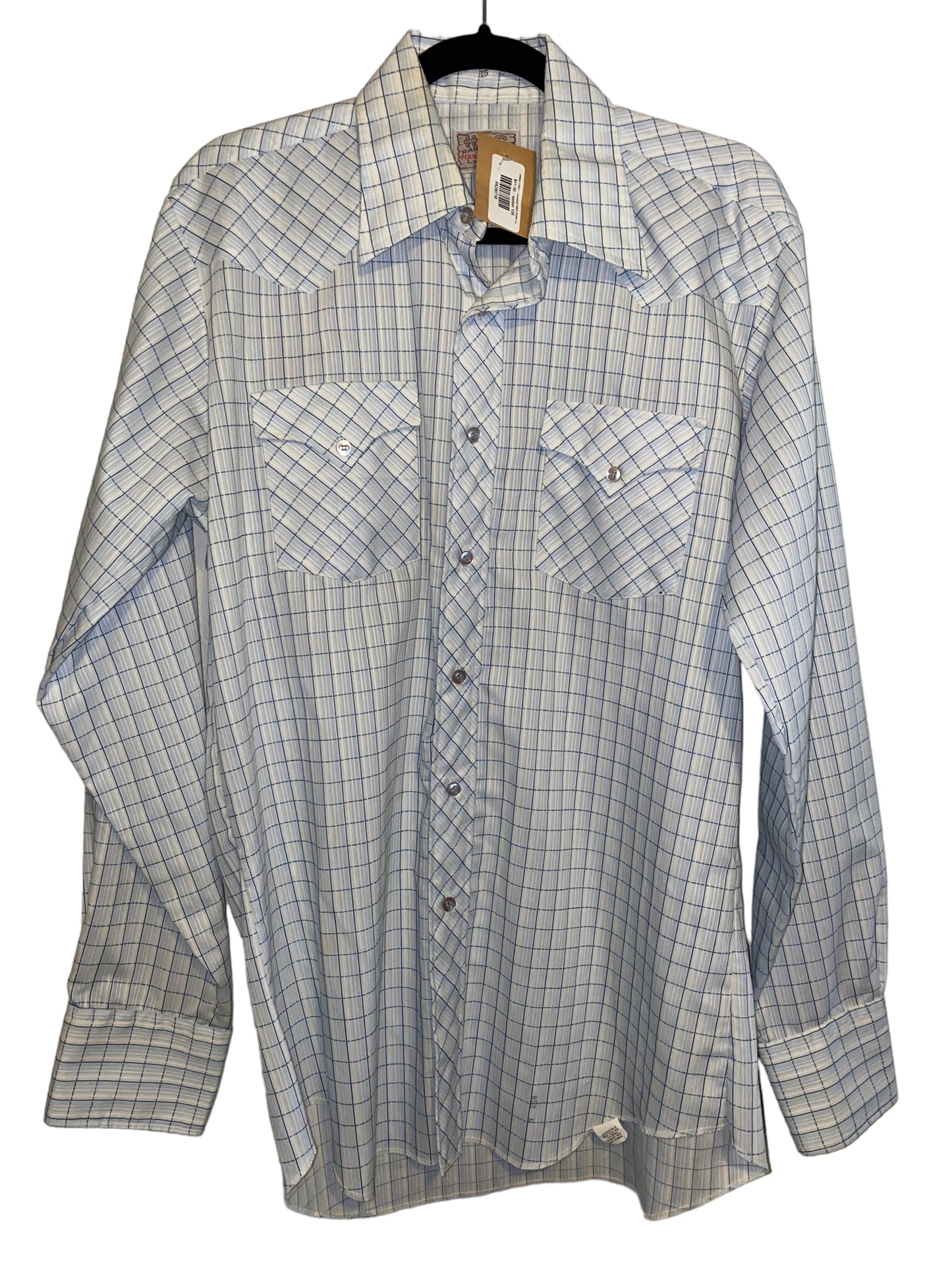 Vintage H Bar C Checkered Pattern Button Up