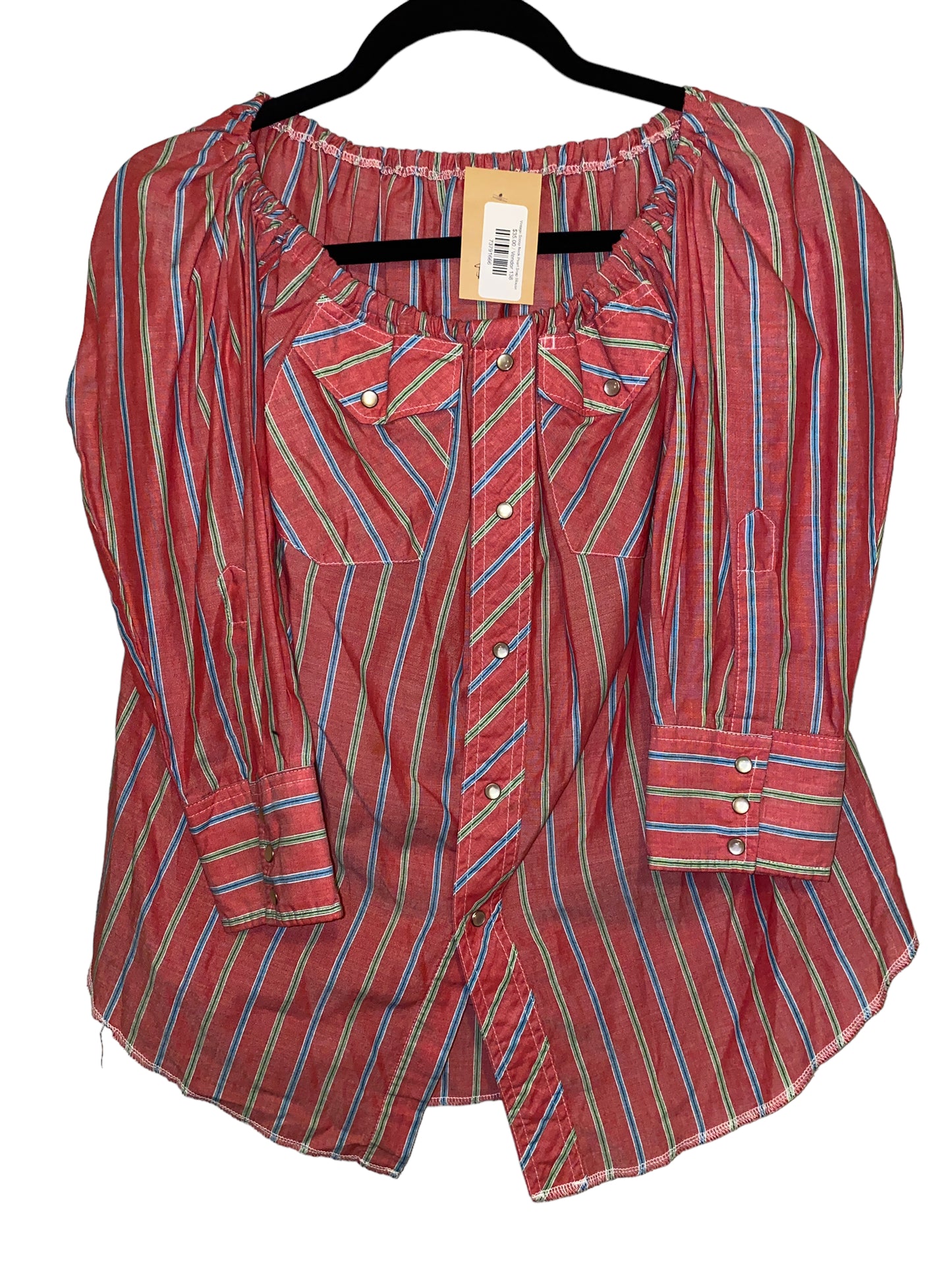 Vintage Scoop Neck Pearl Snap Blouse