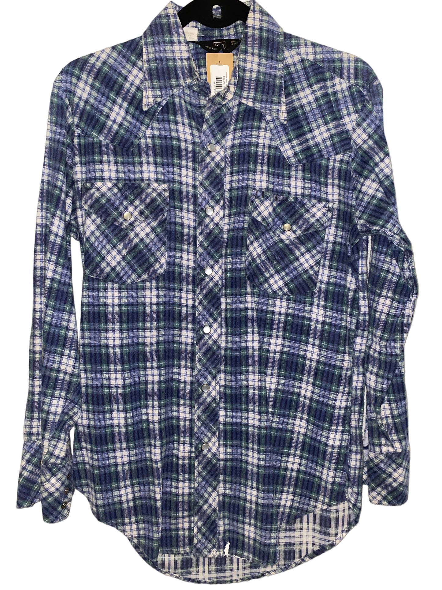 Vintage Sears Blue Flannel Pearl Snap
