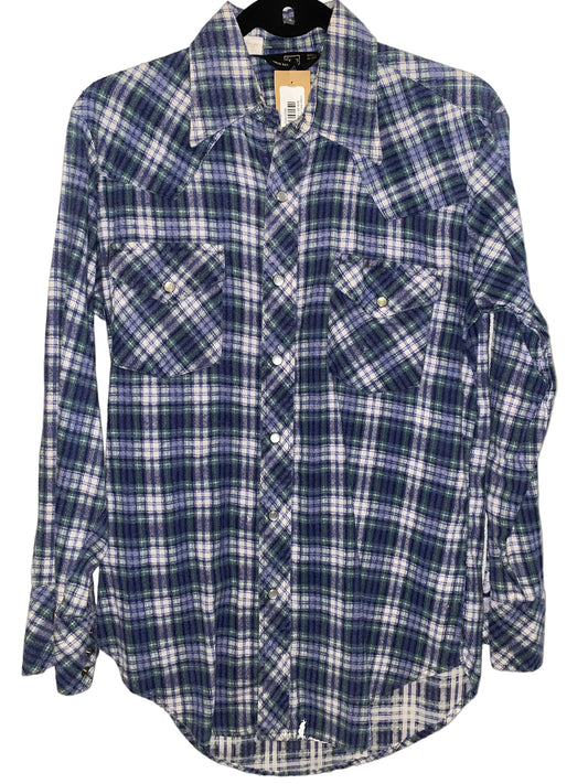 Vintage Sears Blue Flannel Pearl Snap