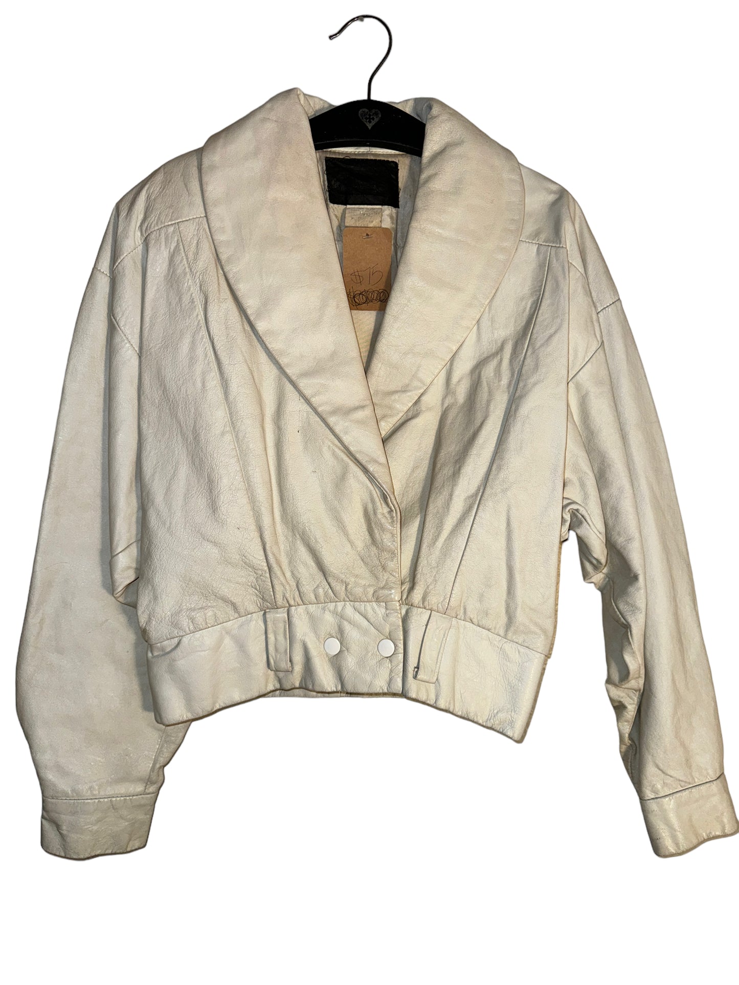 Vintage White Leather Jacket
