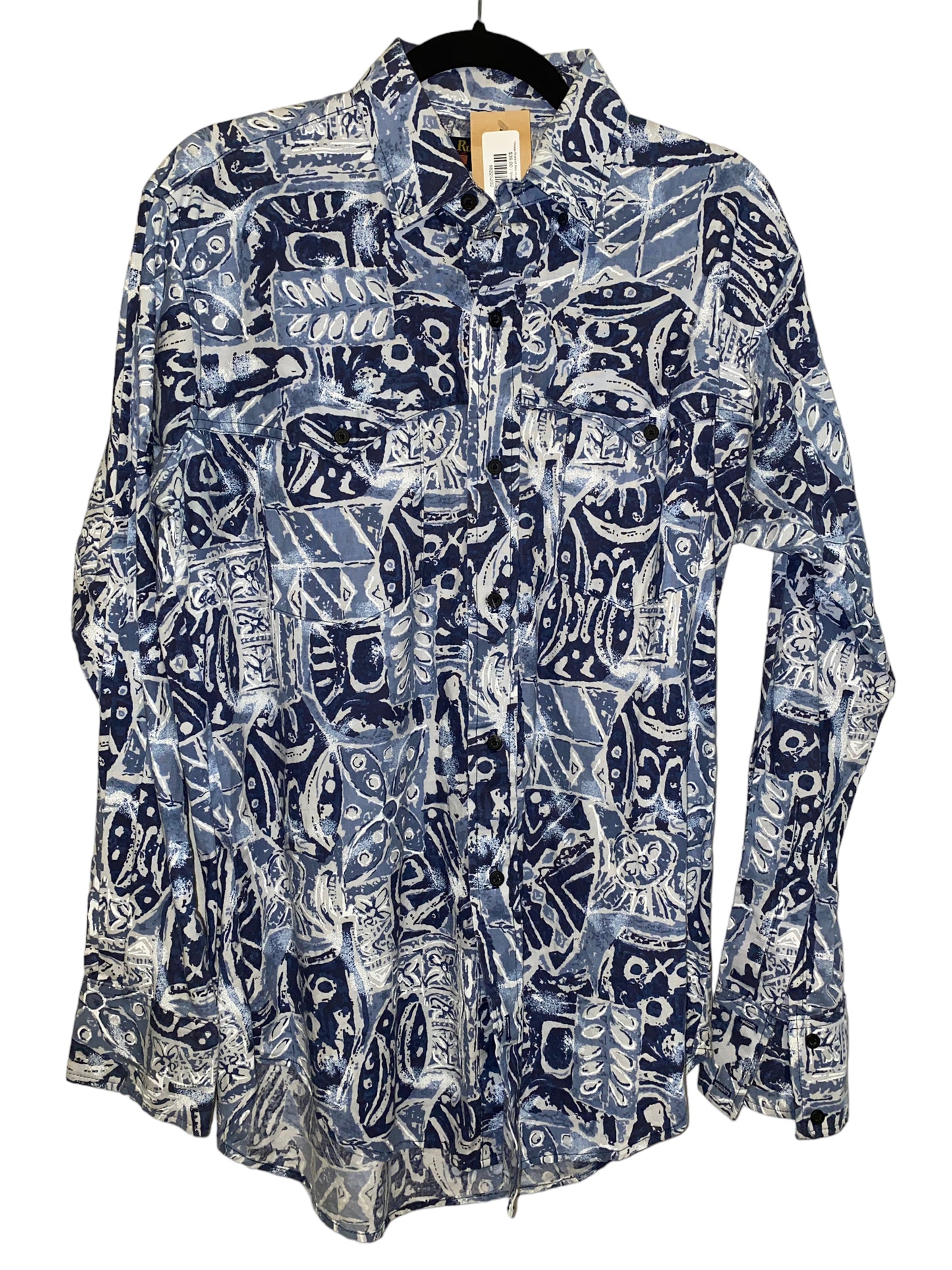 Vintage Ruddock Bros Blue All Over Print Button Up