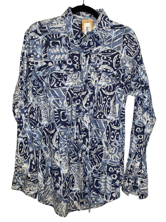 Vintage Ruddock Bros Blue All Over Print Button Up