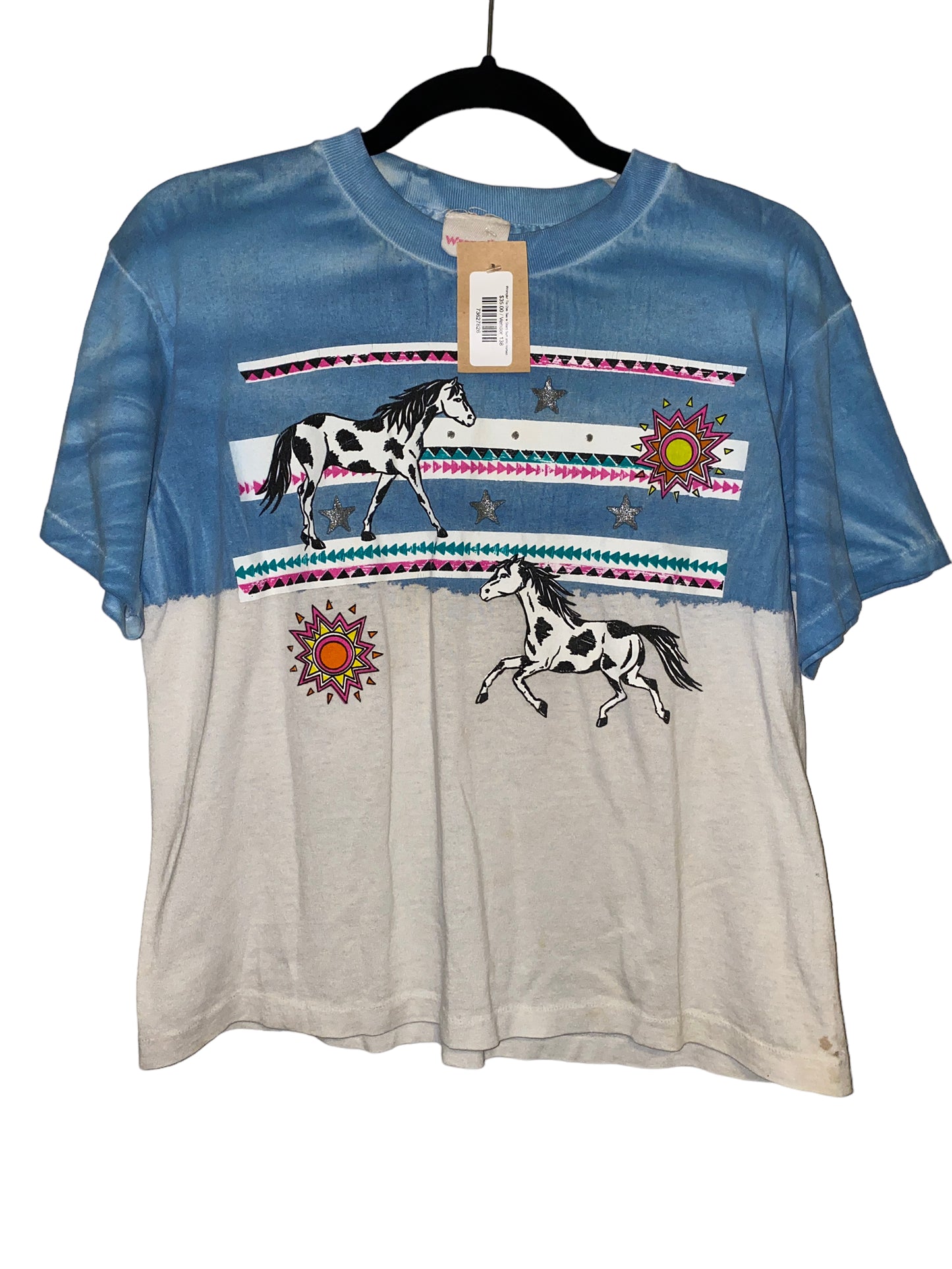 Wrangler Tie Dye Tee w Stars Sun and Horses