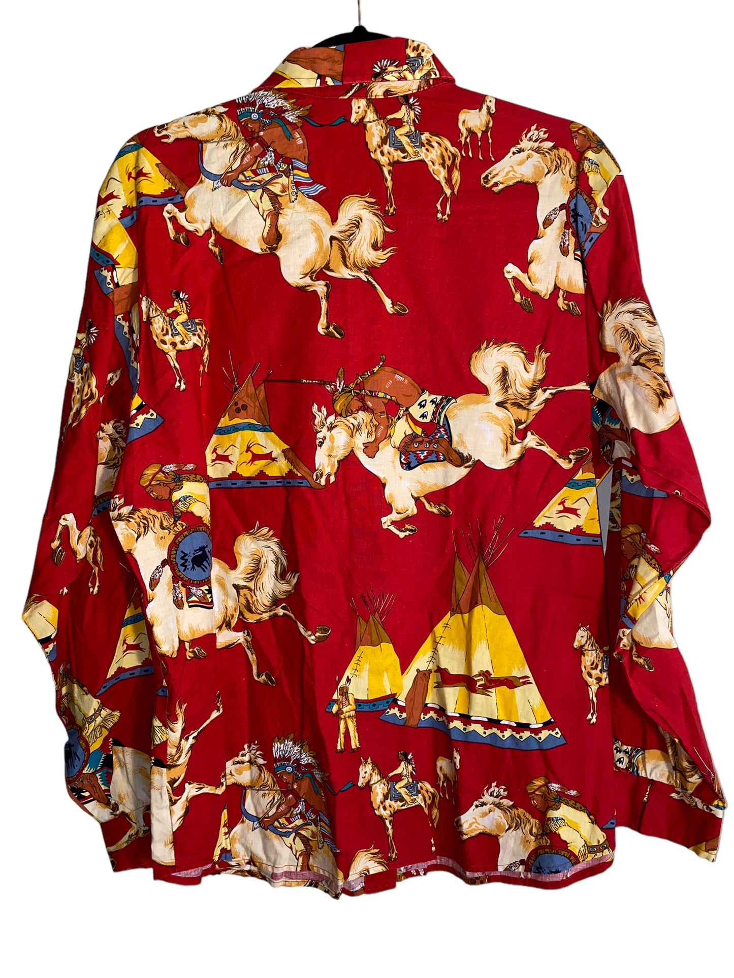 Vintage Roper Natives on Horses All Over Print Button Up