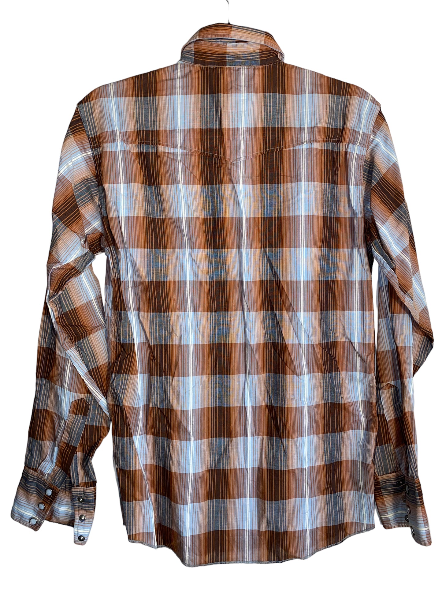 Vintage DeeCee Brand Brown Plaid Pearl Snap w Sawtooth Pockets
