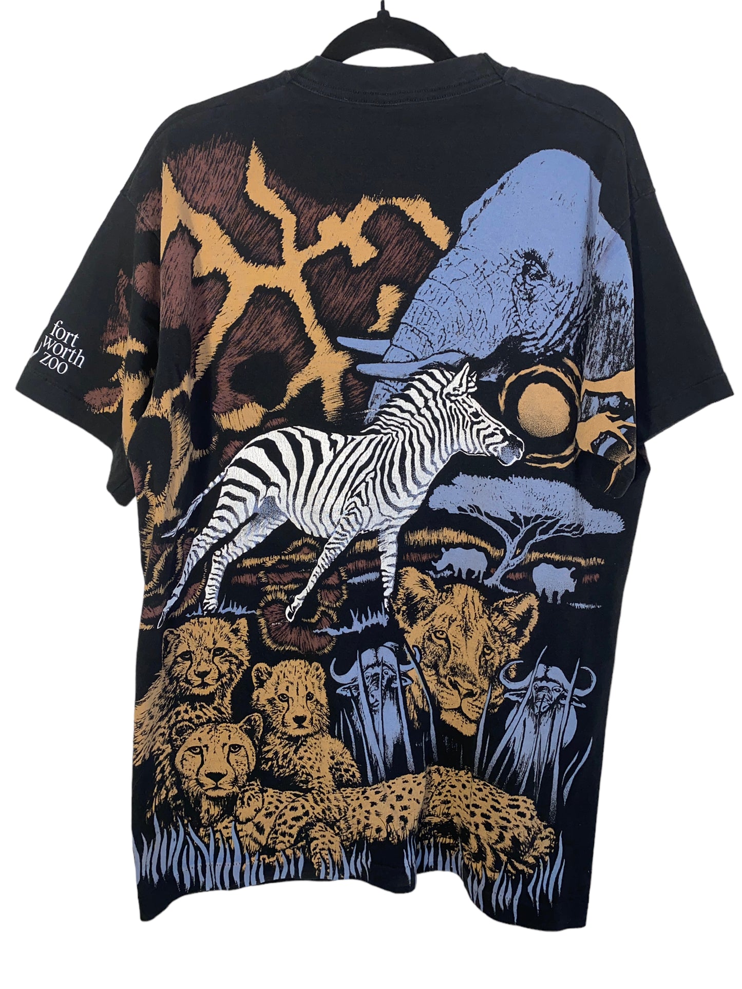 Vintage Zoo Shirt All Over Print Zebra Elephant Cheetah AOP