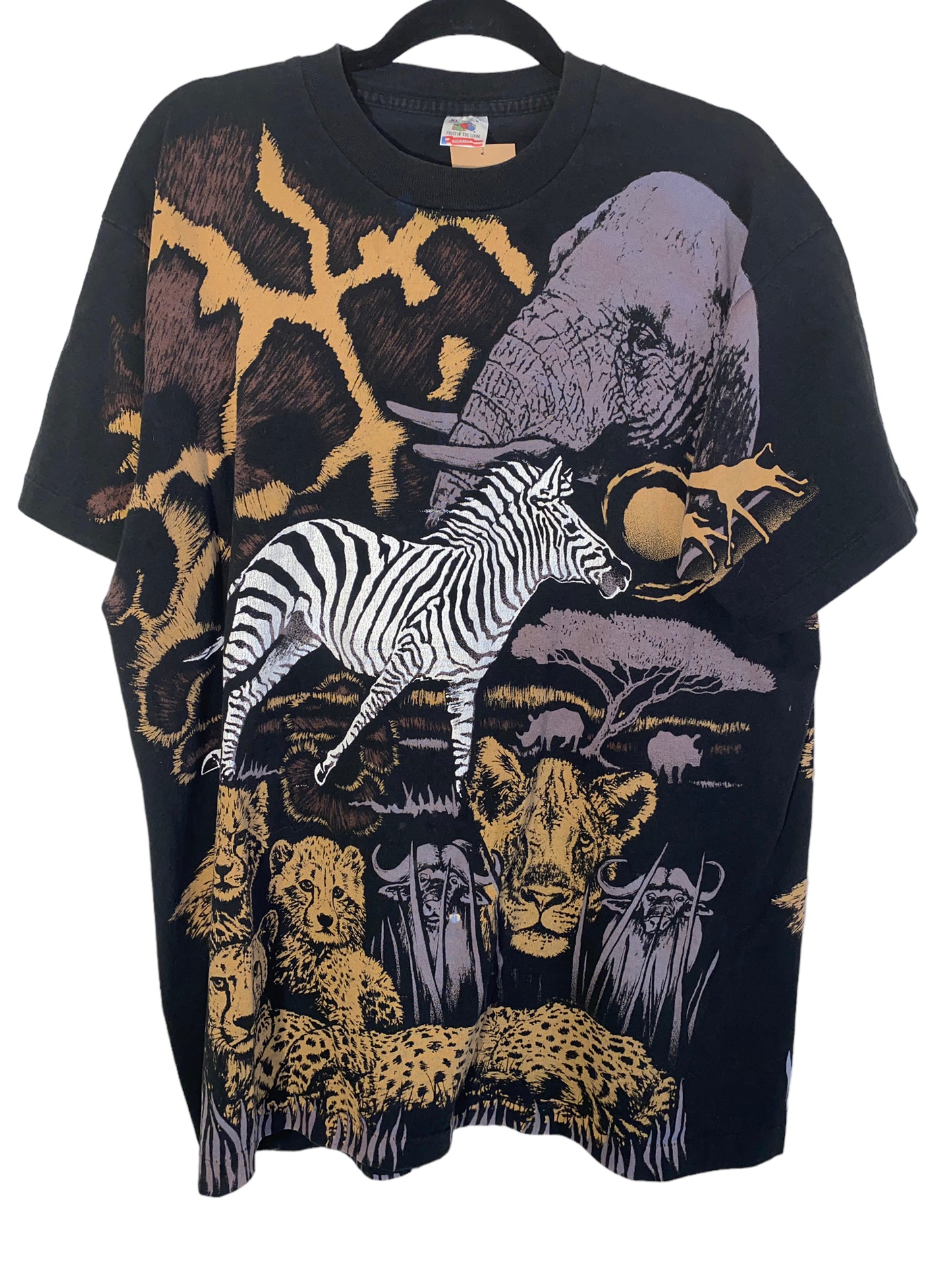 Vintage Zoo Shirt All Over Print Zebra Elephant Cheetah AOP