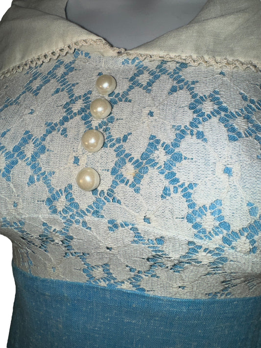 Vintage Prairie Dress Hippie Lace Maxi 1960s