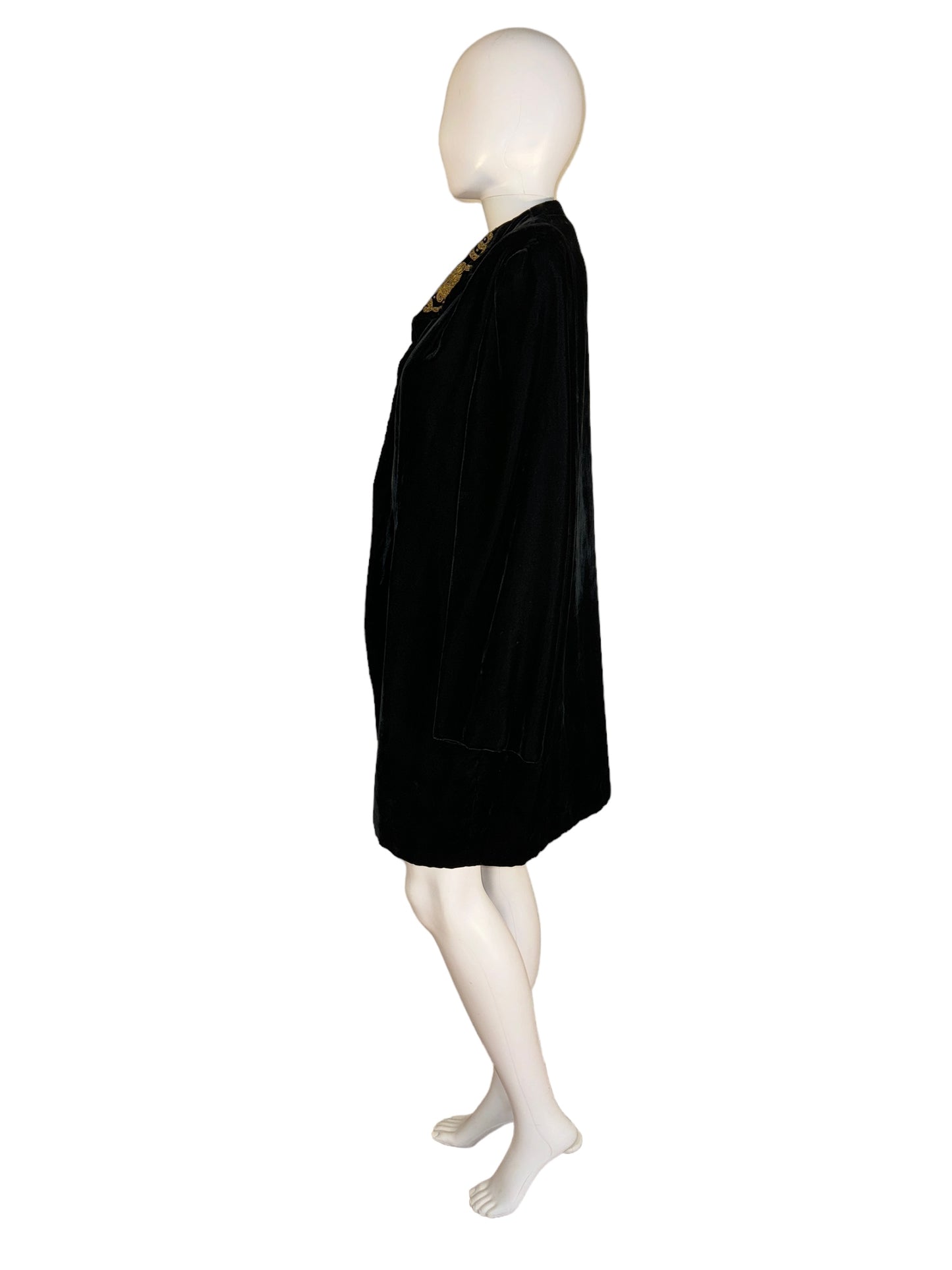 Vintage JL Hudson Coat 1950s Velvet Jacket w Gold Trim Rhinestones