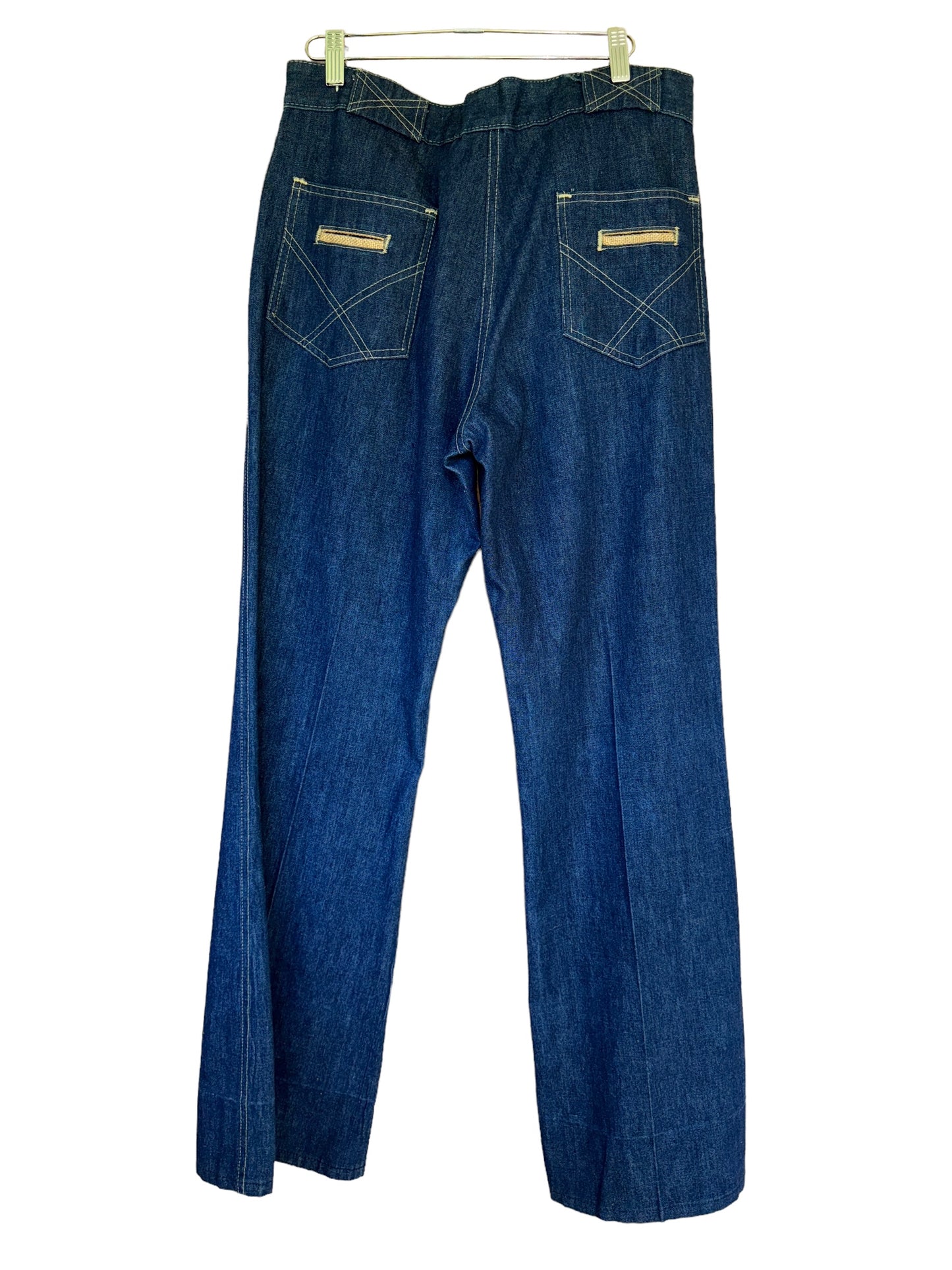 Vintage Denim Bell Bottoms w Hemp Trim