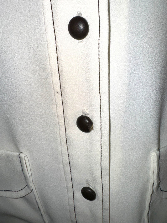 Vintage Wide Lapel Dress Drop Waist Pleated Skirt 1970s