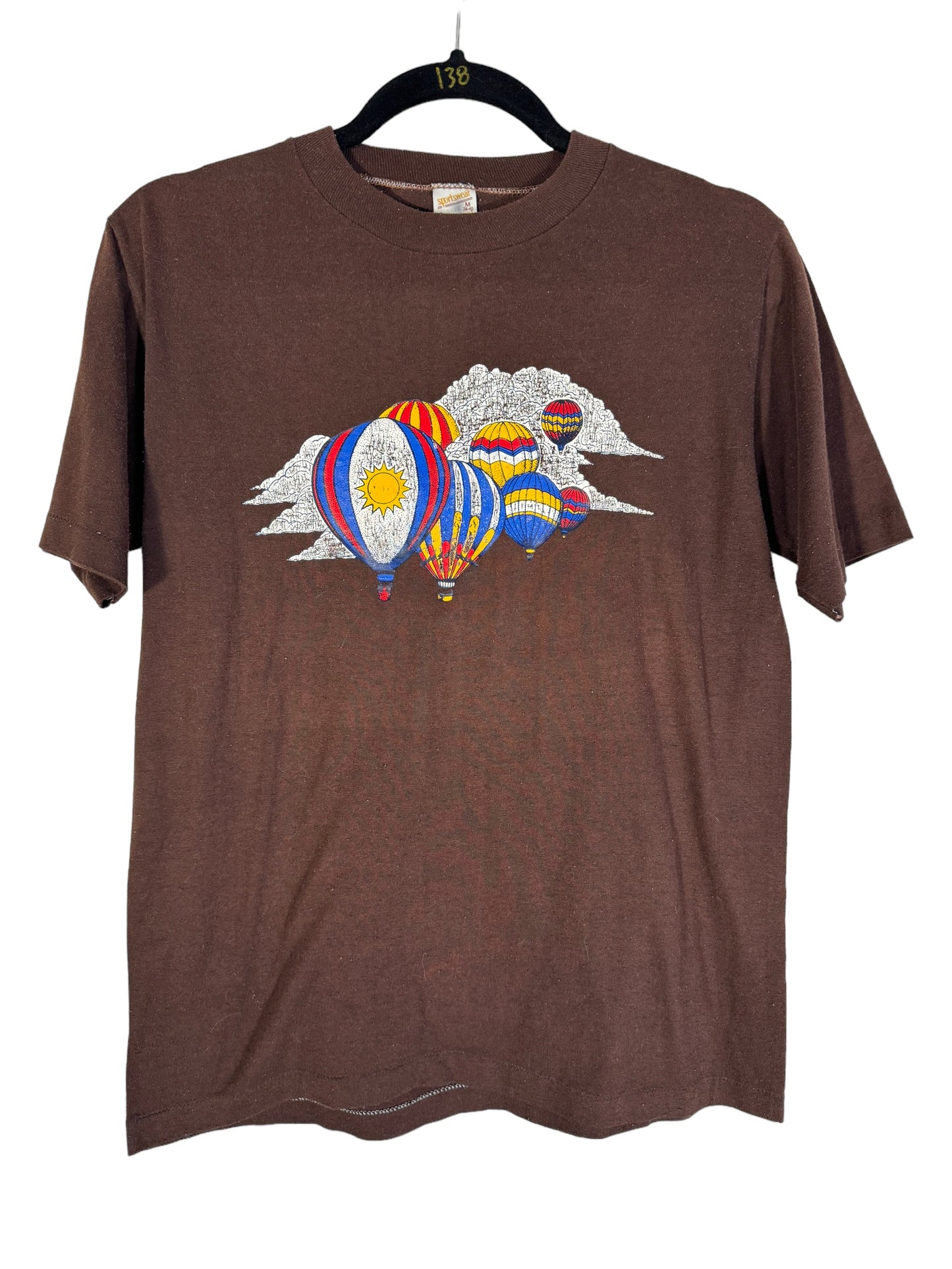 Vintage Tourist Shirt Hot Air Balloons in Clouds 1980s