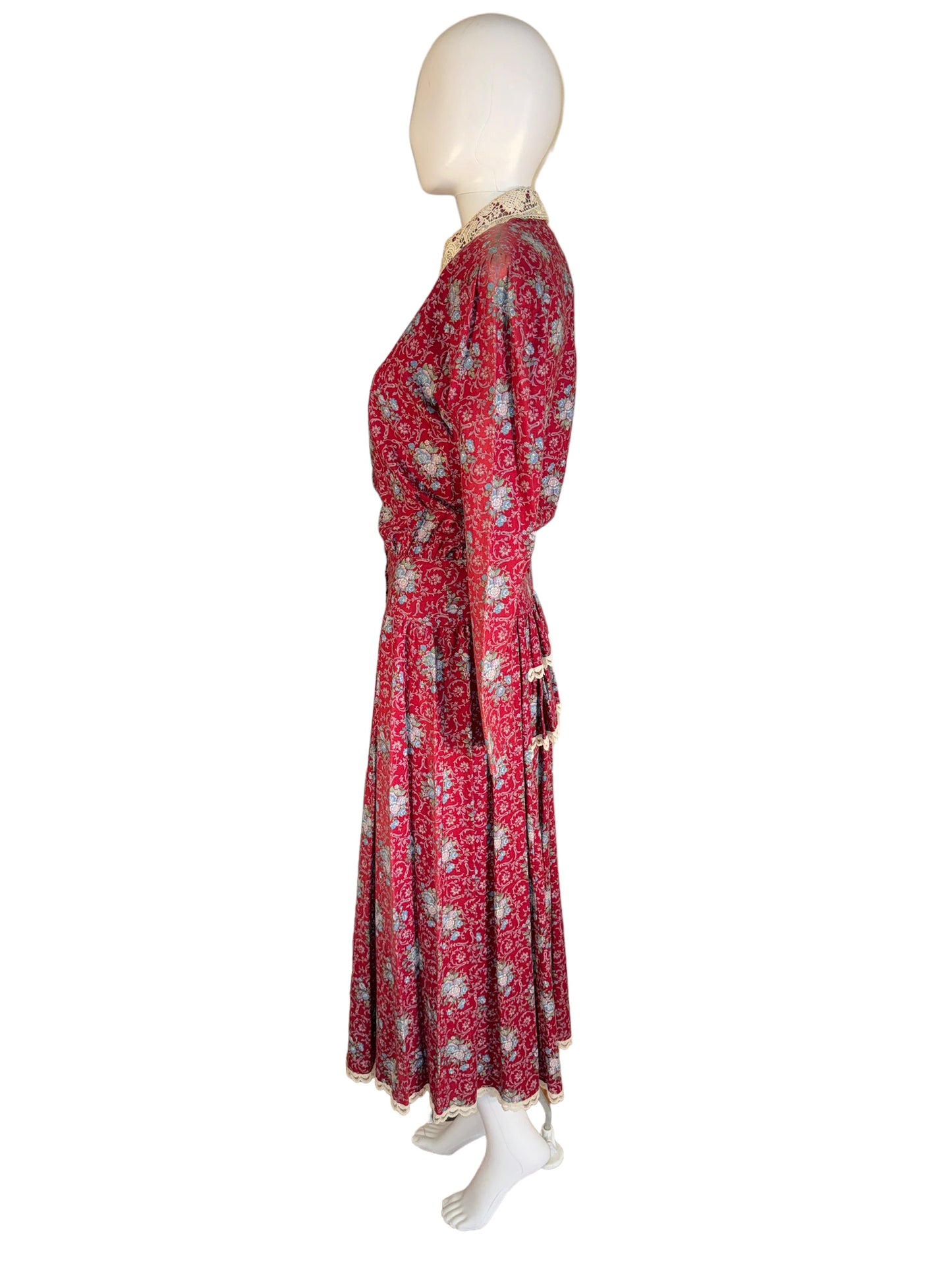 Vintage Gunne Sax Dress 1980s Lace Collar Jessica McClintock