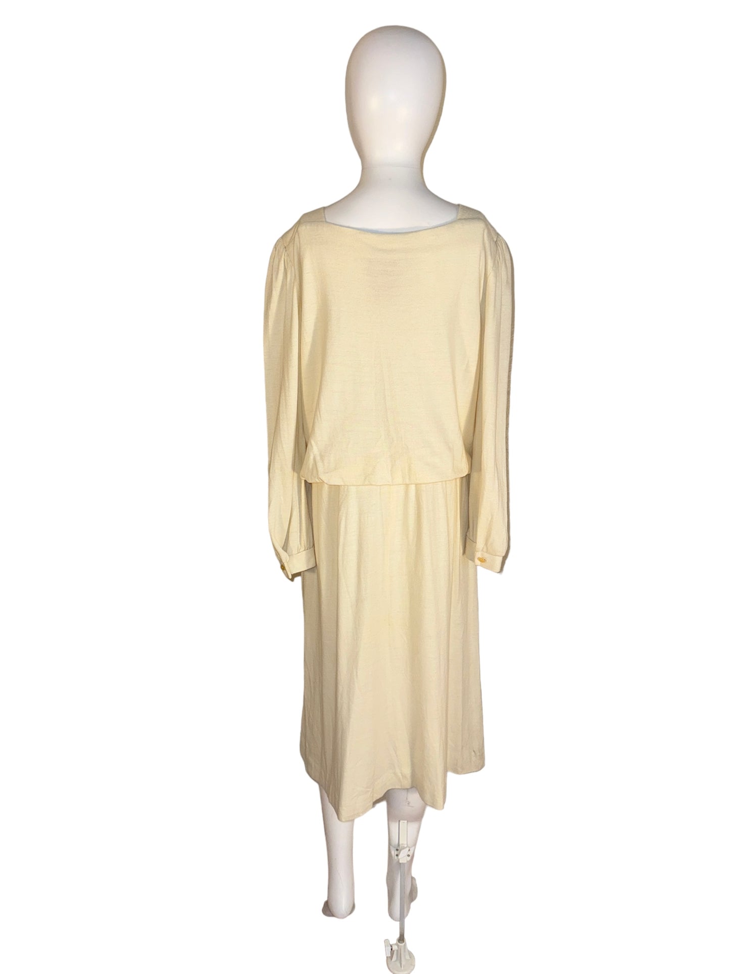 Vintage 1980s Flounced Dress Drop Waist Off White