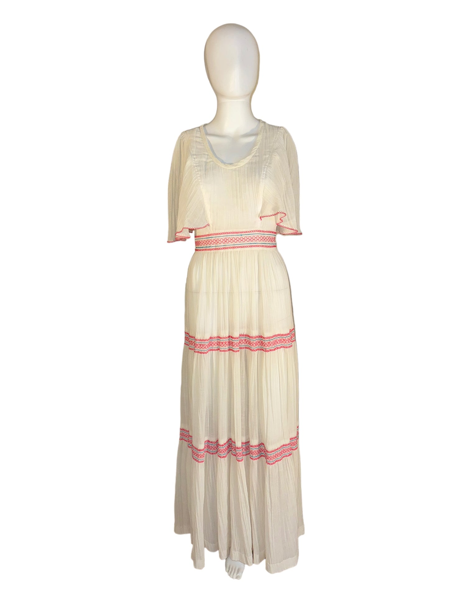 Vintage Hippie Prairie Dress 1970s Hippie Wedding Sheer Maxi