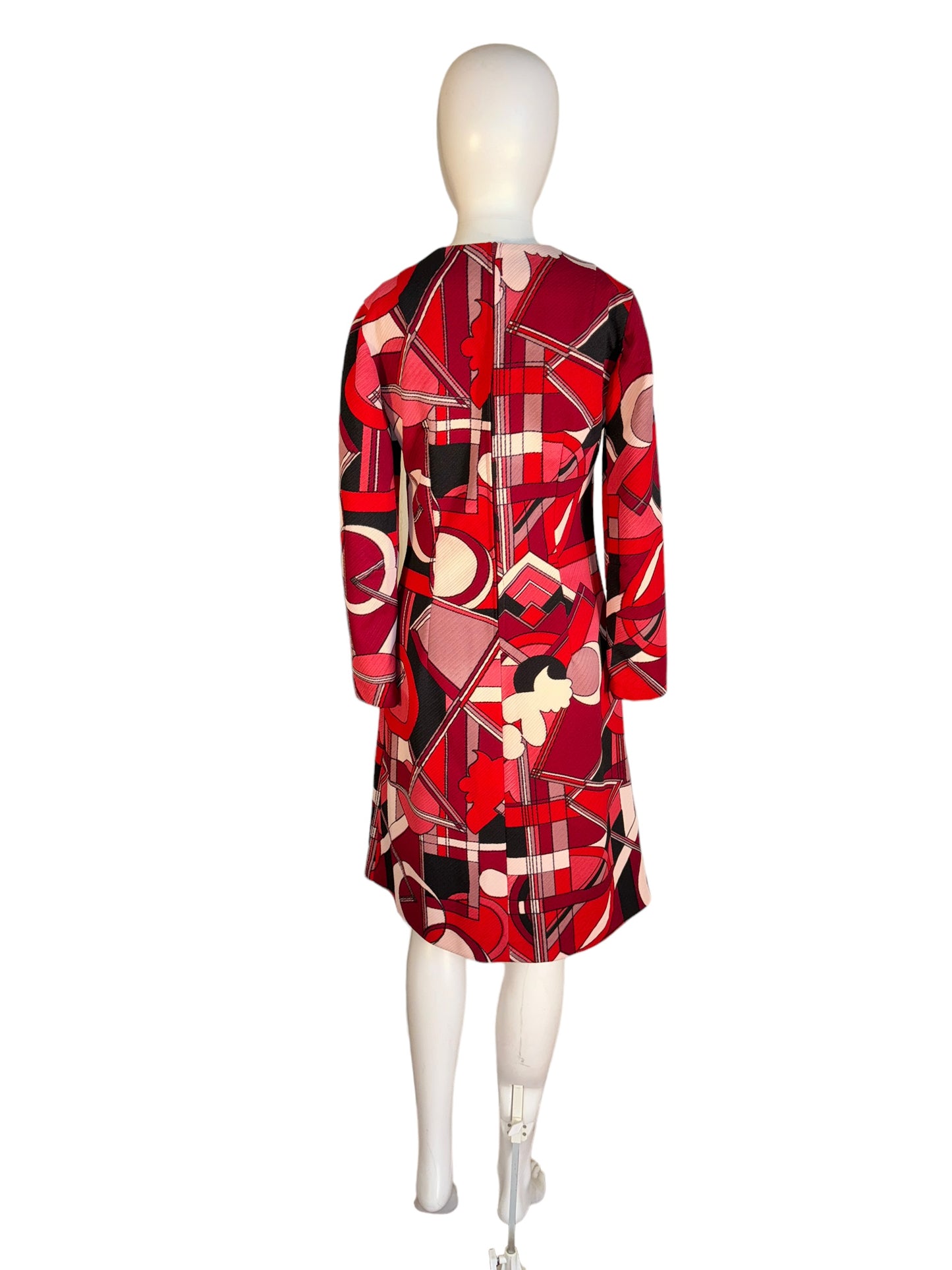 Vintage 1970s Dress Geometric Psychedelic Print