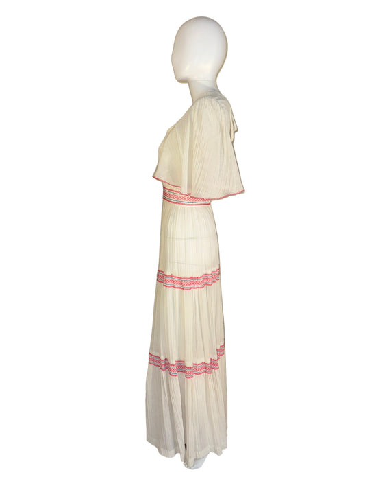 Vintage Hippie Prairie Dress 1970s Hippie Wedding Sheer Maxi