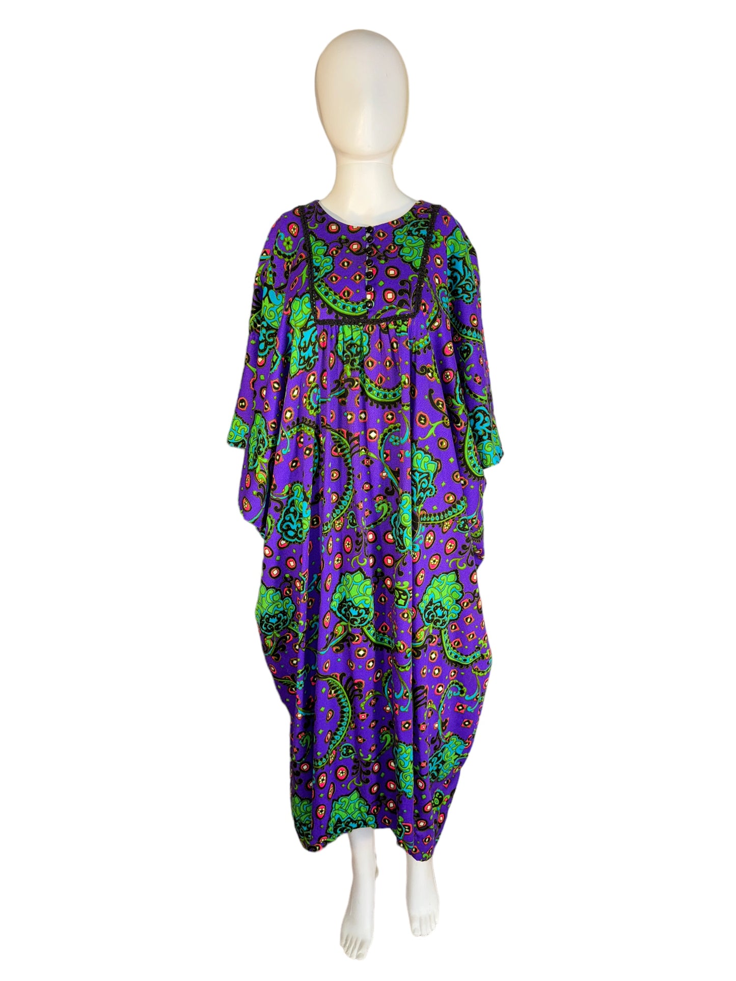 Vintage Psychedelic Kaftan Hawaiian Caftan 1970s by Miss Hawaii