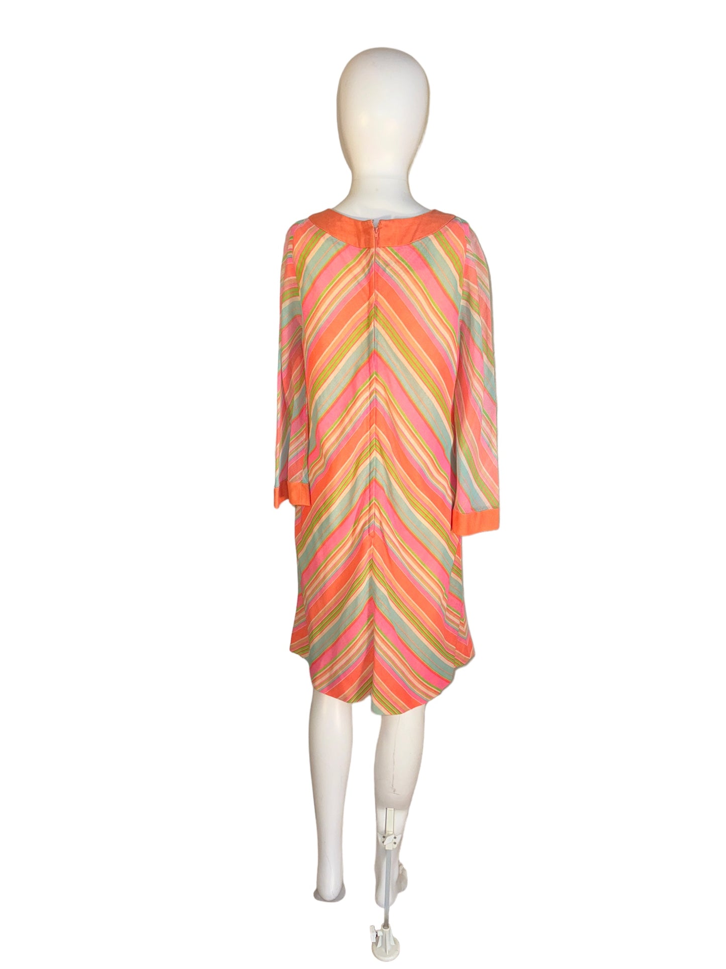 Vintage Pastel Stripe Dress 1970s Baby Doll