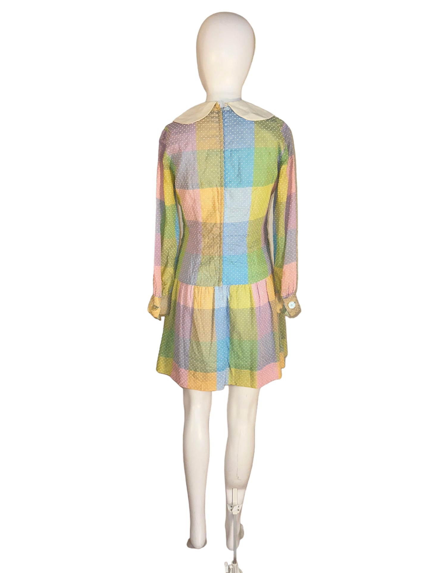 Vintage Pastel Dress Peter Pan Collar 1960s