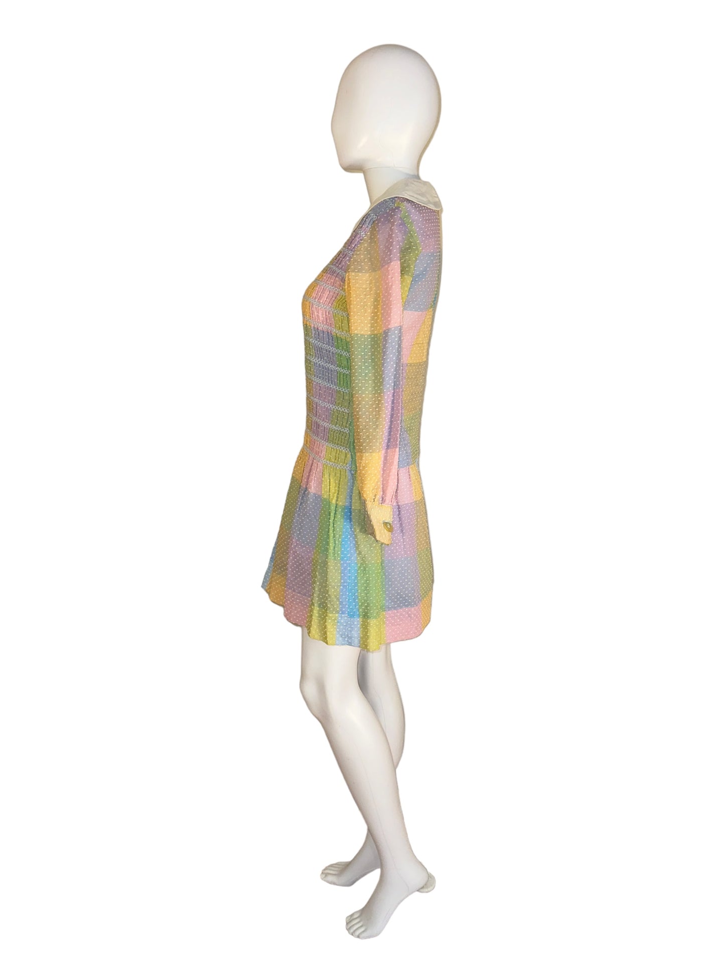 Vintage Pastel Dress Peter Pan Collar 1960s