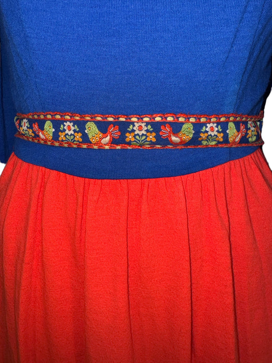 Vintage Lanz Original Dress 1960s Partridge Trim Mock Collar