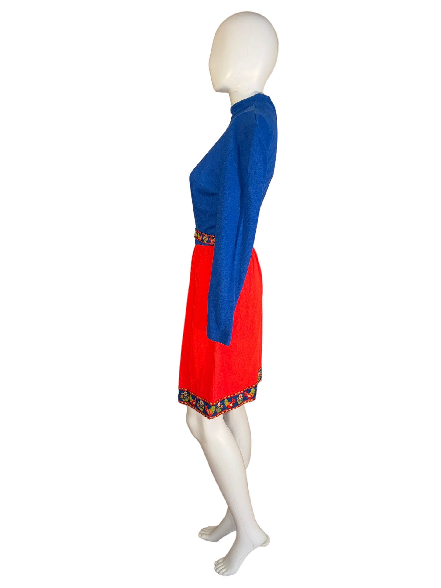 Vintage Lanz Original Dress 1960s Partridge Trim Mock Collar