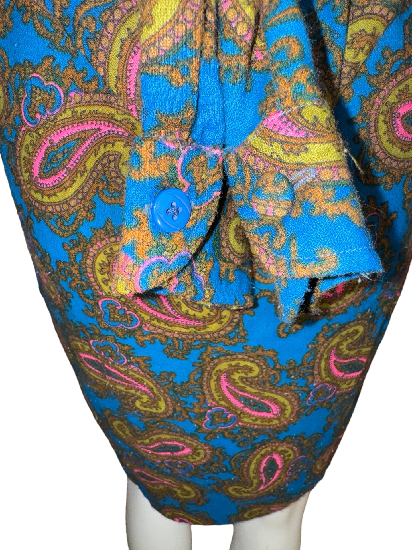 Vintage Psychedelic Dress Neon Pink Paisley Midi 1960s