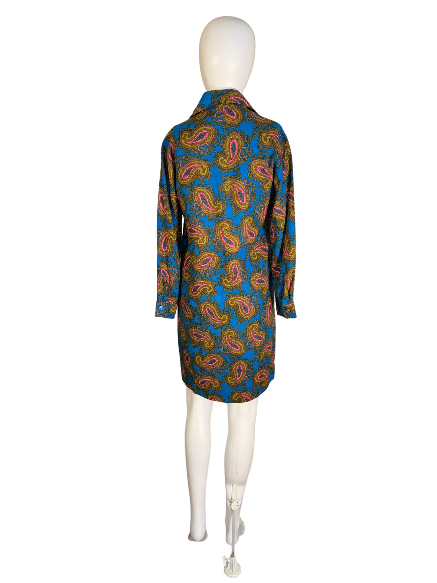 Vintage Psychedelic Dress Neon Pink Paisley Midi 1960s