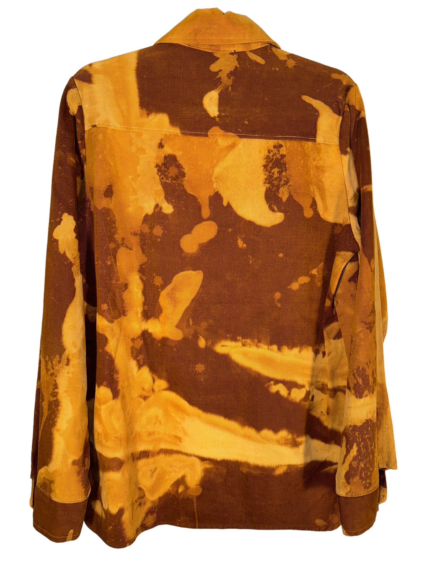 Vintage 1970s Button Up Wide Lapel AOP Bleach Print
