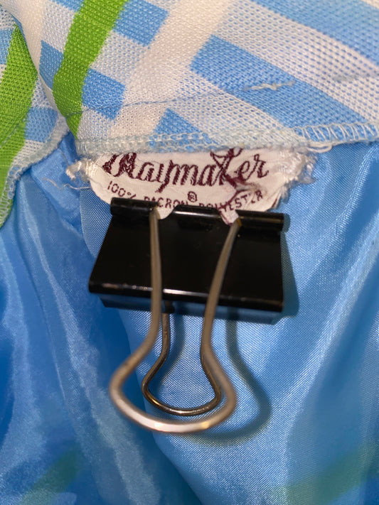 1970s Plaid Skirt w Plastic Button and O-Ring Details