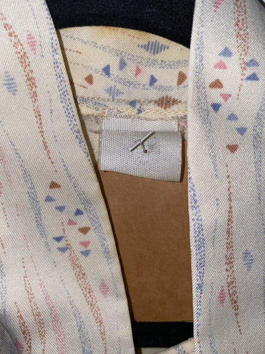 1970s Diamond and Stripes Pussybow Button Up