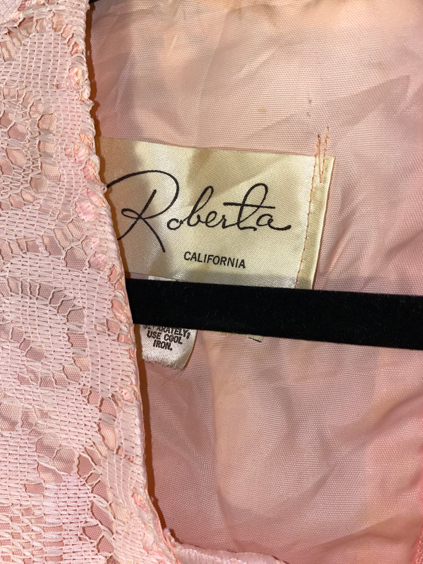 1960s Pink Lace Maxi Dress by Roberta California