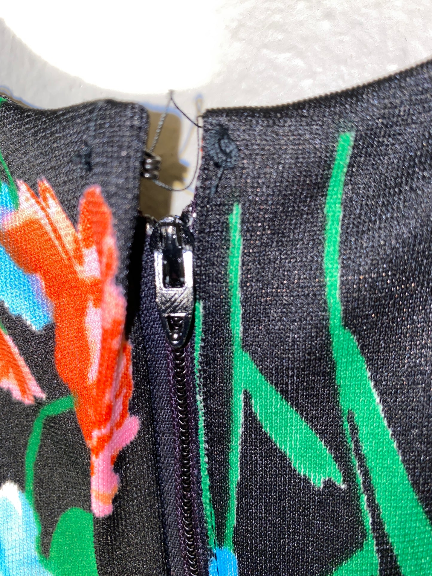 1970s Floral Maxi w Faux Pearl Metal Inlay