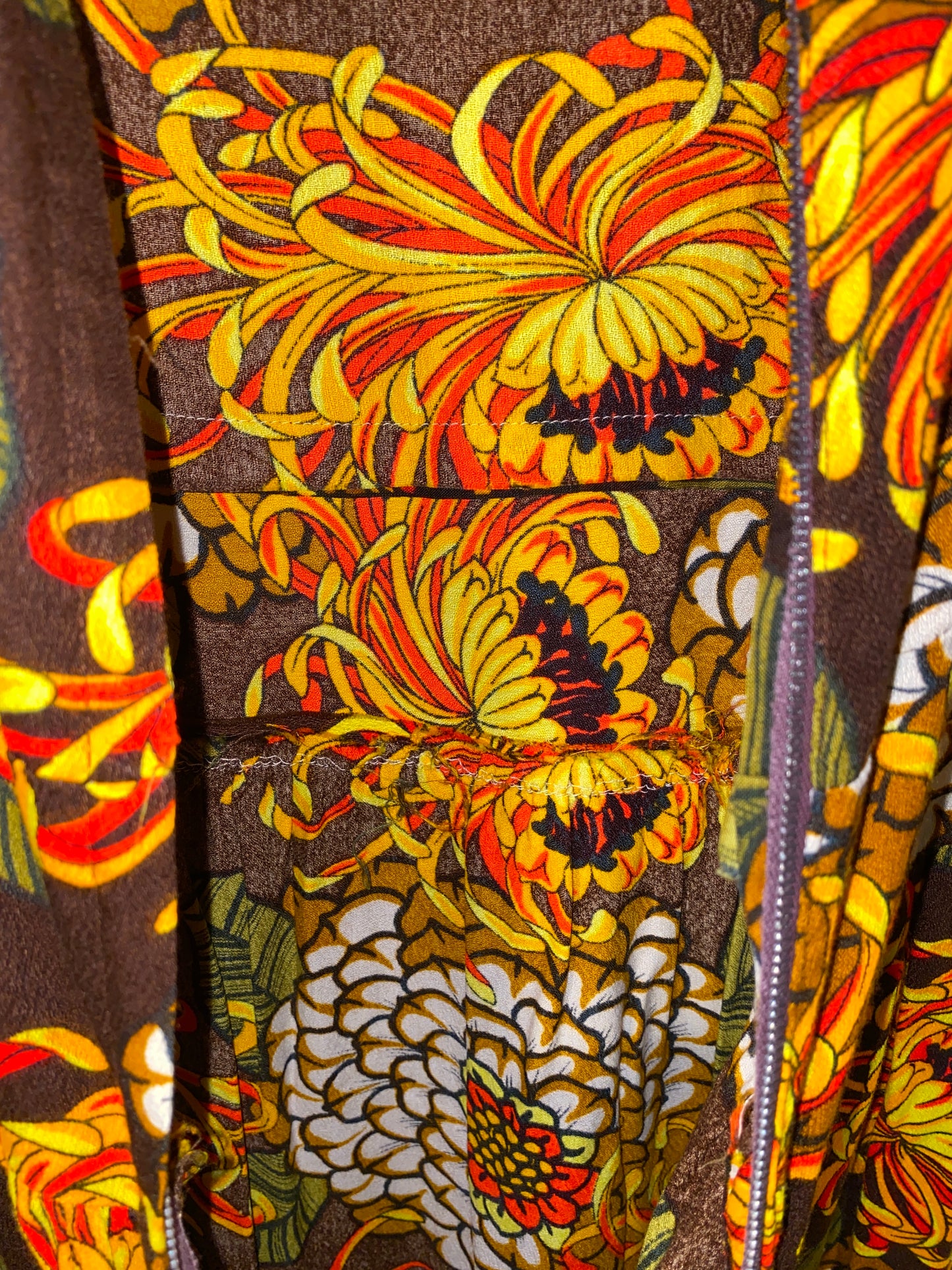 1970s Psychedelic Floral Maxi Dress