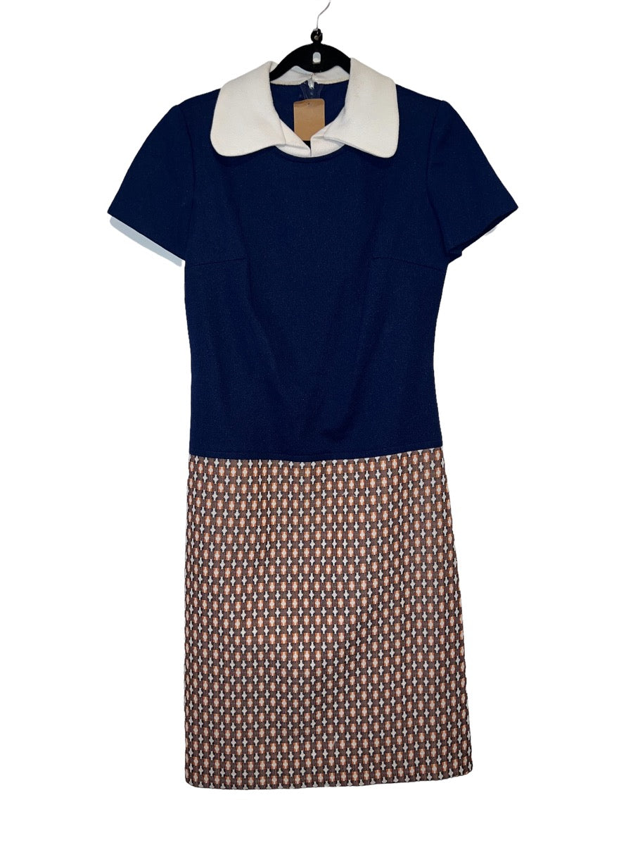 1970's Peter Pan Collar Two Tone Midi Dress