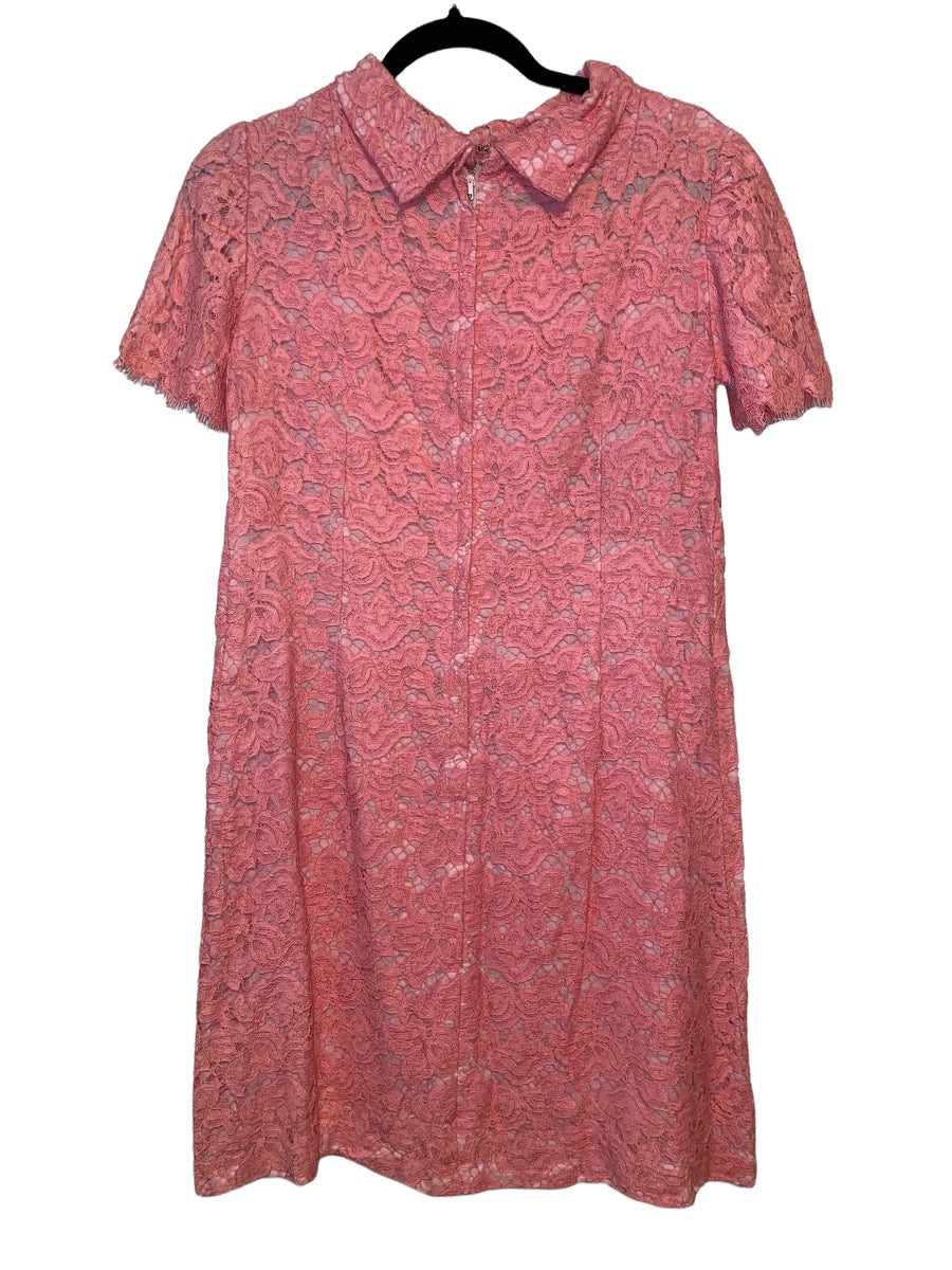 1970s Pink Lace Dress Jackie-O Style Midi