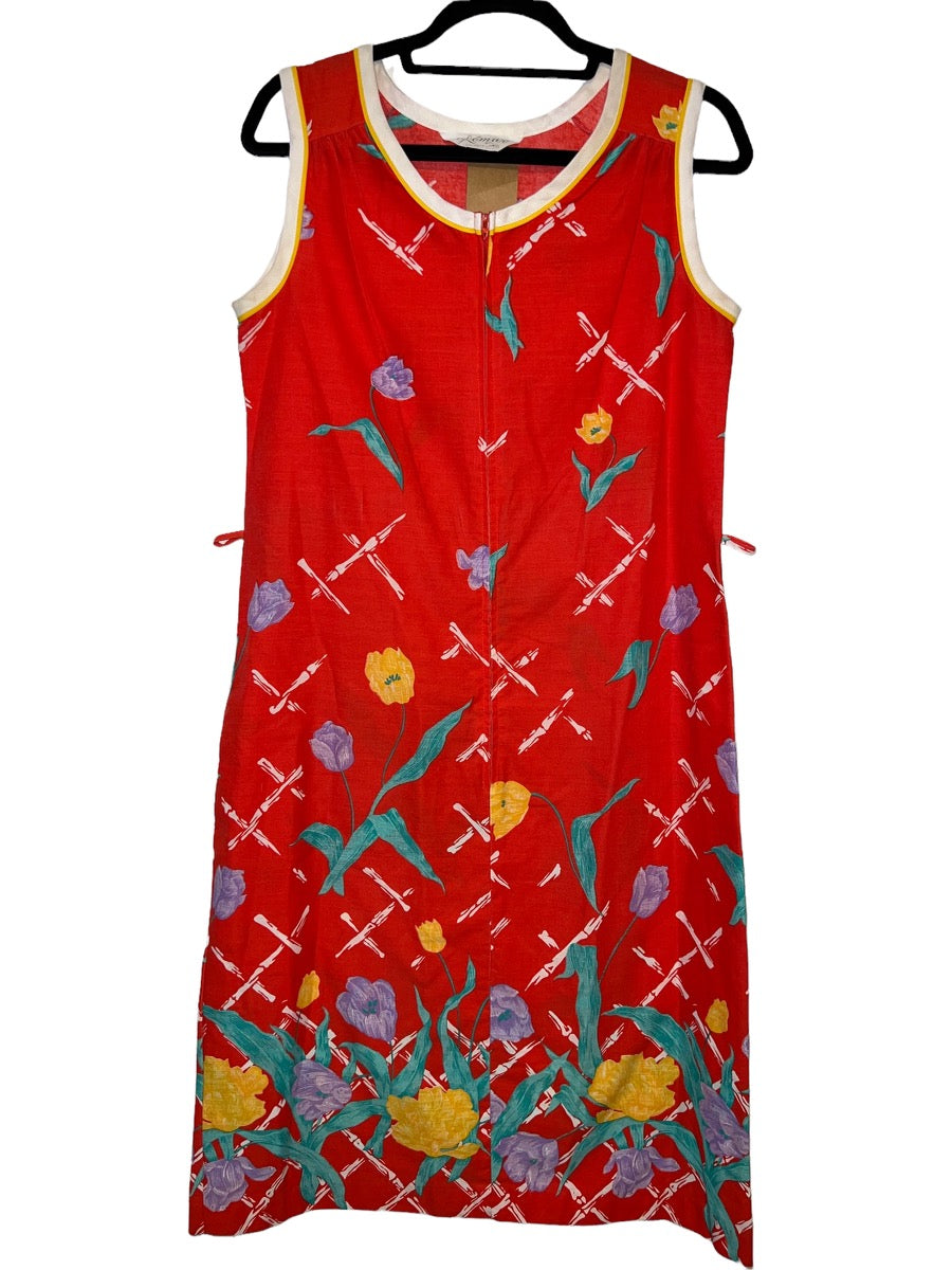 1970's Komar Sleeveless Floral Midi Dress