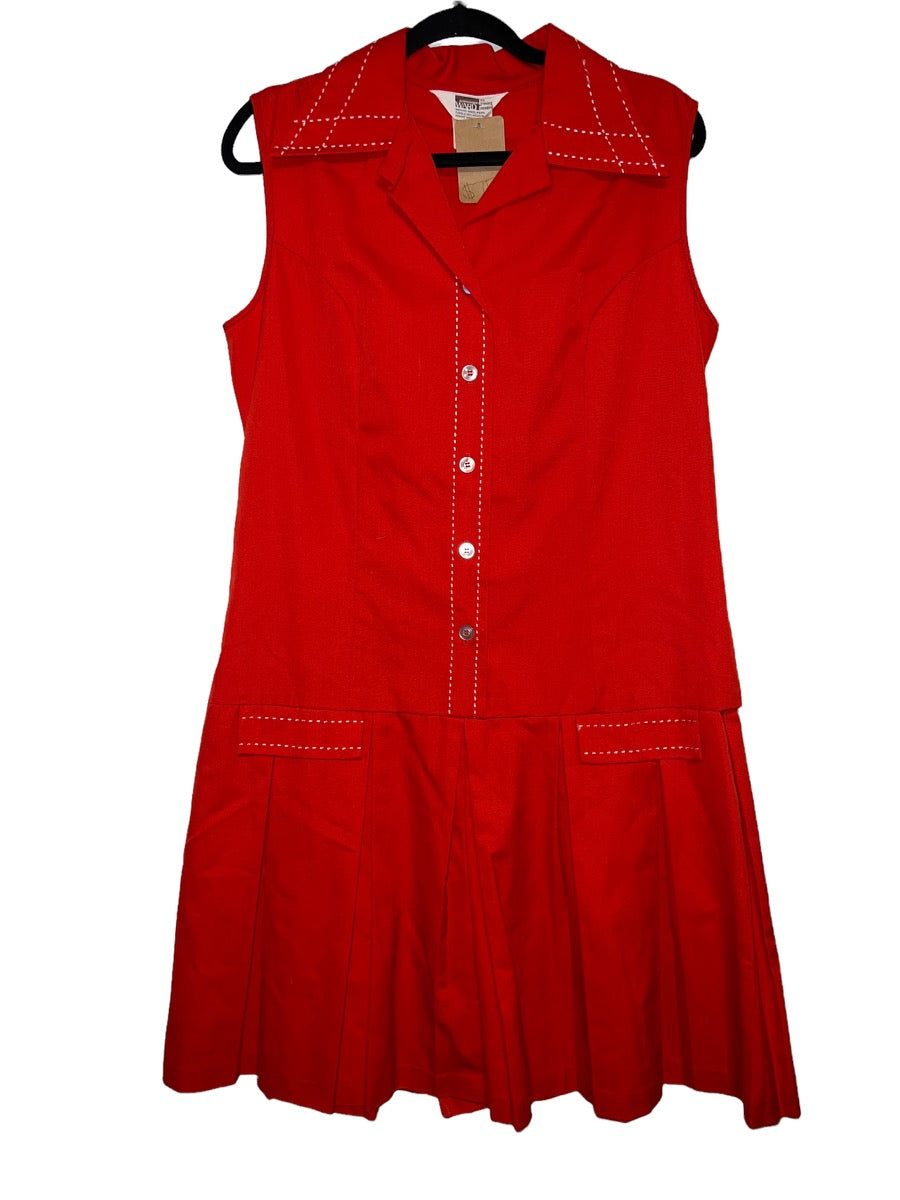1970's Red Romper w Wide Lapels by Montgomery Ward