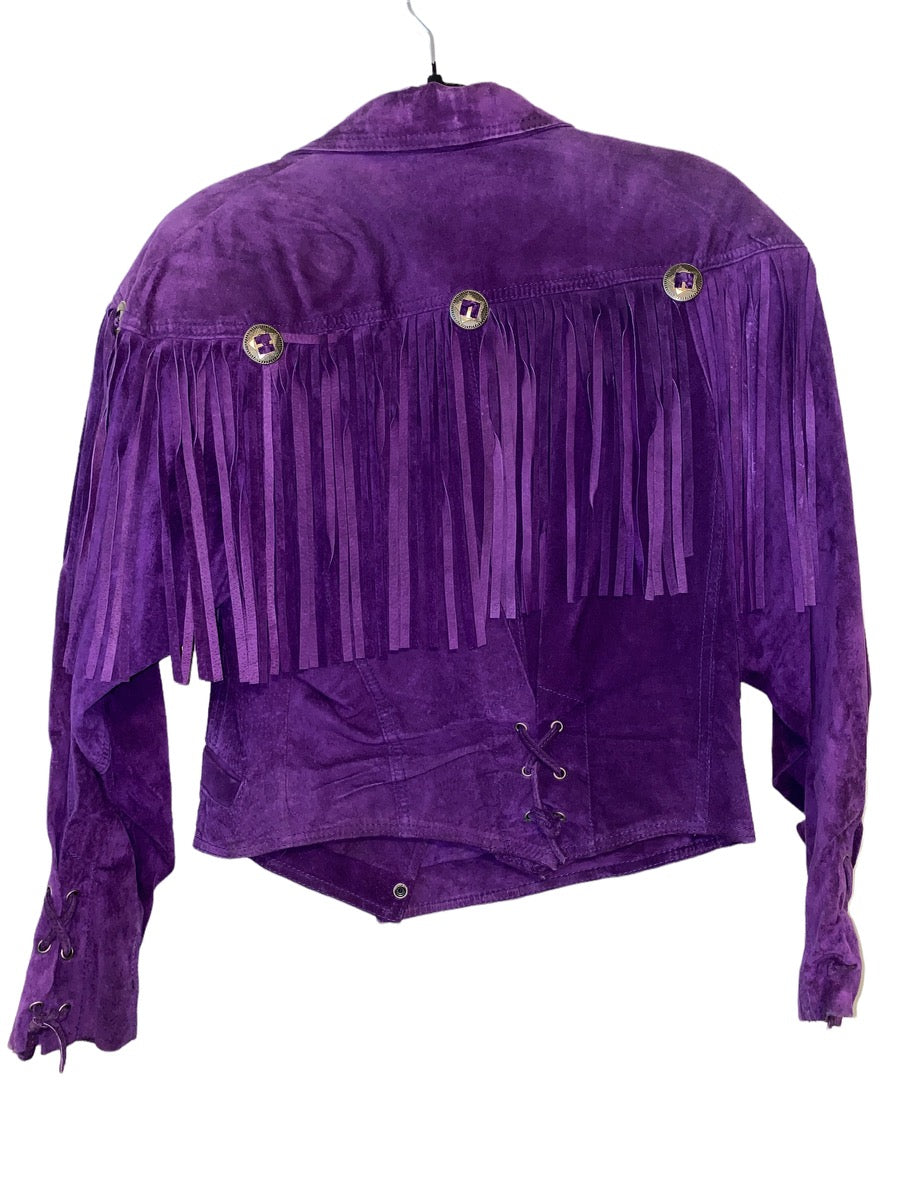 Suede Fringe Biker Jacket by G-III 1980s